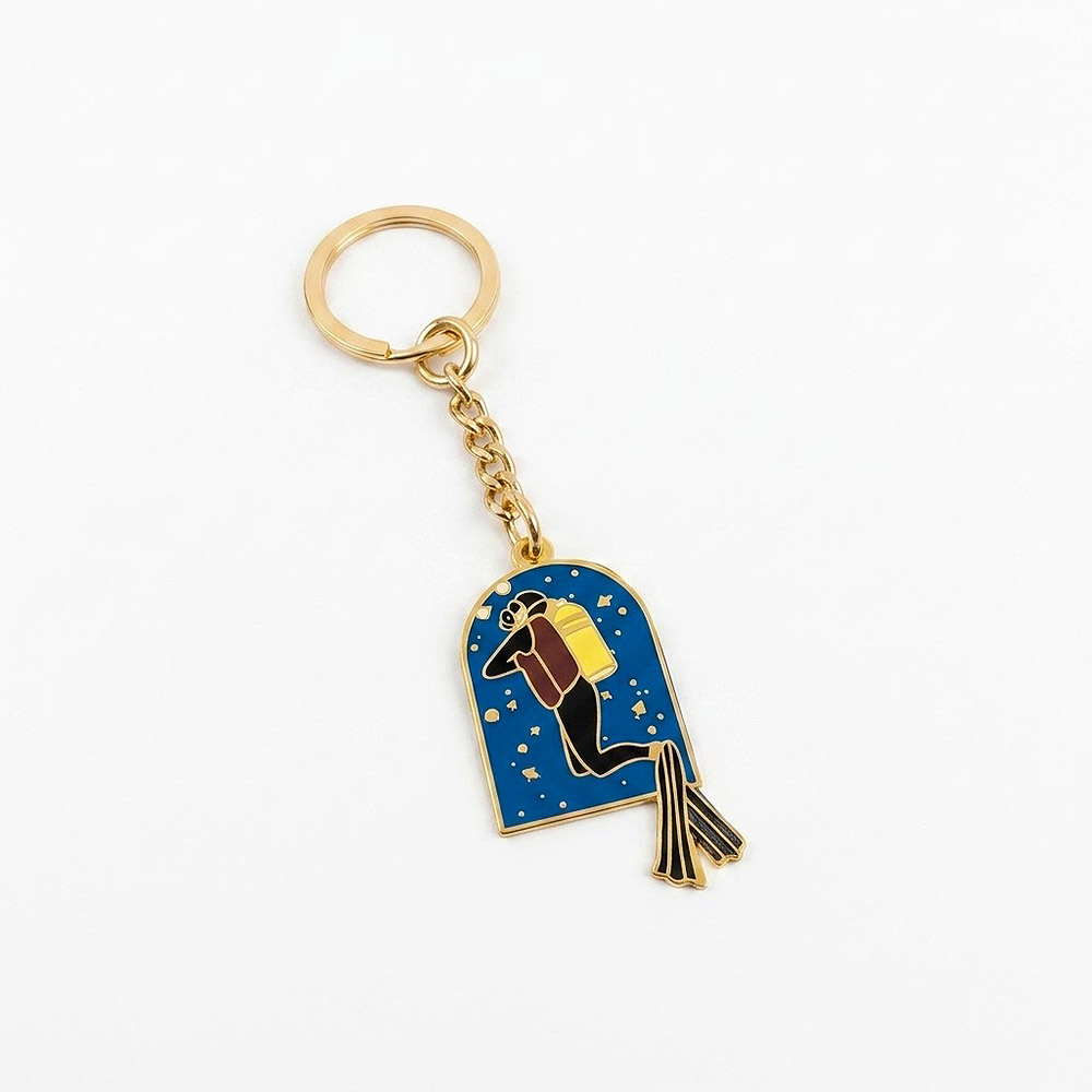 First Breath Underwater Metal Enamel Keychain